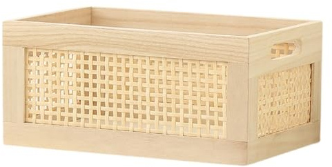 FGDTREE Panier de rangement rectangulaire tissé à la main fabriqué à partir de matériaux en bois pour armoires, décoration d'intérieur, organiseurs quotidiens