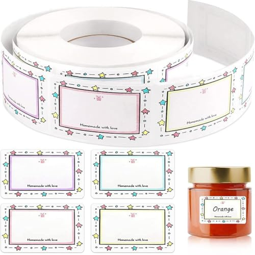 Etiquettes Autocollantes Bocaux, 500 Pièces Étiquette Confiture, Etiquettes Adhésives Étiquettes Confitures, pour Pots De Confiture, Pots à éPices, Bouteilles