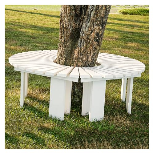 Genérico Banco De Madera con Forma De Abanico, Asiento Envolvente, Silla Curva For Patio, Parque, Jardín, Piscina, Balcón.(White)