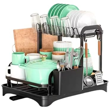 Generico Grande,Scaricatore di per Piano Cucina - Griglia Scolastoviglie Compatta con Vassoio per Tazze Posate Ciotole Organizzazione Cucina Casa Ristorante