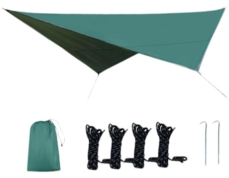 LOORGVEL Vela Ombreggiante da Sole Resistente Antivento Oxford Verde per Campeggio Picnic Giardino Riparo Amaca Multiplo Uso Facile da Installare e Ripiegare