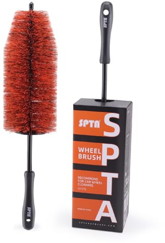 SPTA Car Wheel Cleaning Brush, Premium Detailing Wheel Brush for All Vehicle Types 17.7 Ultra-Soft and Scratch-Free Reusable Rim, Car Detailing Brush Tool for Rims & Tires for Deep Cleaning