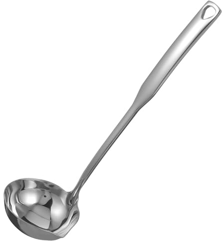 PRETYZOOM Cucharón para Sopa de Acero Inoxidable 304, Cucharón Pequeño con Mango Largo para Servir y Cocinar, Utensilios de Cocina para Buffet y Salsa, Cuchara Sopera con Vertedor para Uso