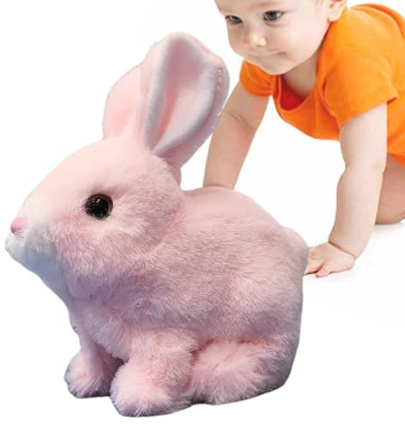 Electronic Hopping Rabbit - 6.69x6.5x3.5in Plush Jumping Toy, Multipurpose Interactive Bunny Pet | Wiggling Ears Pretend Animal for Children Adults Bedroom Study Play Fun Giffts Entertainment