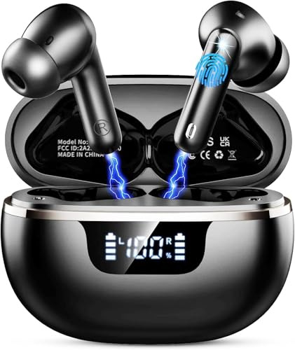 Auriculares Inalambricos Bluetooth, 2026 Cascos Inalambricos Bluetooth 5.4 HiFi Estéreo, 45 Horas Auriculares inalámbricos con ENC Cancelacion Ruido, Pantalla LED/Carga Rápida Tipo-C/IP7 Impermeable