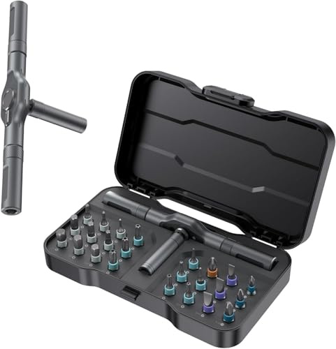 24 in 1 Magnetic Screwdriver Set, S2 Steel Bits, DIY with Detachable Handle & Multi-Bit, Portable Kit Precision Repair Tool for Furniture, Computer, Bicycle, Electronics