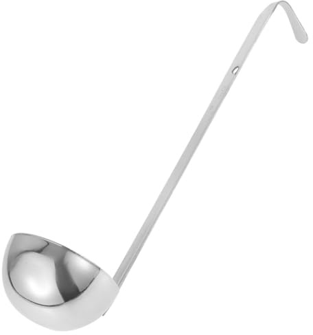 MALUGOGO Cucharón de Acero Inoxidable Espesado con Gancho, Cucharón Medidor de 4 Onzas con Medidas Precisas, Utensilio de Cocina Multifuncional para Sopa, Repostería y Servir