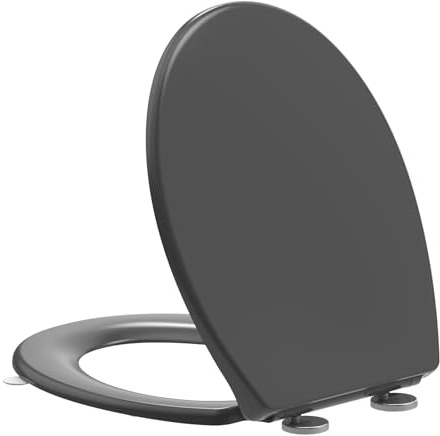 YEAUPE PRO Grey O Shape Soft Close Toilet Seat, Quick Release | Easy Cleaning, Heavy Duty Loo Seat with Adjustable Hinges, Universal Bathroom Bowl, 44.6 x 37.2 cm