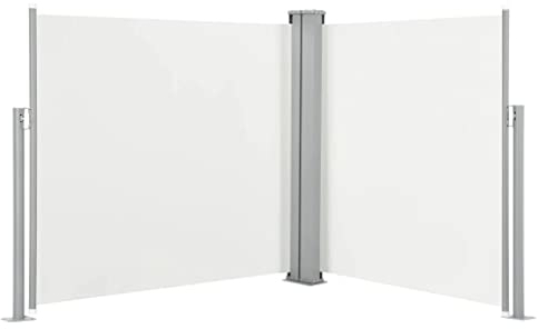 vidaXL Tenda da Sole Laterale Retrattile per Patio Privacy Automatica Schermo Parasole Frangivento 100x600 cm in Tessuto PU Crema Telaio in Ferro