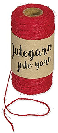 Halbach Seidenbänder Filo di iuta | larghezza 1 mm lunghezza 100 metri | filato per la casa o come filo di pomodoro | nastro perfetto come filo da giardino | Colore: rosso