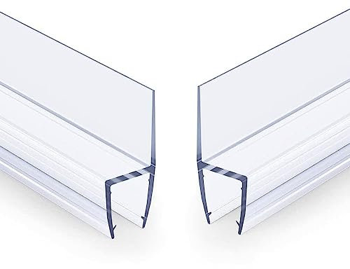 Paquete de 2 tiras de sellado de puerta de vidrio tipo H de 2 metros, tira de silicona para tina, ducha, burlete de borrador, oficina, balcón, puerta y ventana (12 mm)