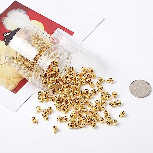 SSyang Schellen Glocken, 200 Stück Mini Glocken, Glocken Haustier kleine Glocken, Anänger Jingle Bells, Für Schmuck, Kunsthandwerk, Geschenkverpackungen, Weihnachtsdekoration(Gold Farbend)