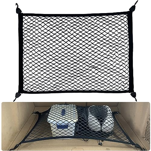 Fousenuk Rete per Cani Auto Portaoggetti Bagagliaio, Rete Elastica, Elastico con 4 Ganci 80×60cm può Essere Estesa Fino 160×120cm, Rete Soffitto Tetto Organizer, Truck Tronco Reti Car Van, Universale