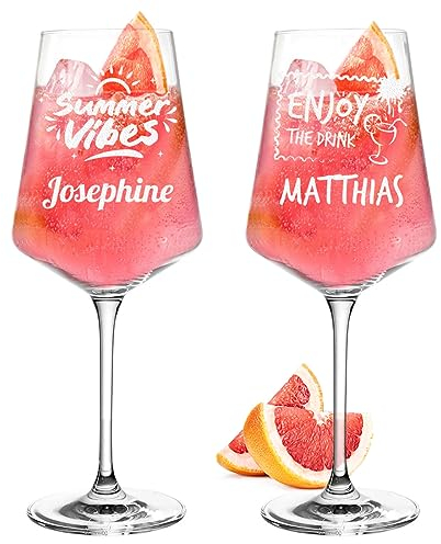 polar-effekt 2 Gläser für Sarti Spritz mit Gravur - das Geschenk für Männer - zum Trinken von Aperol, Lillet und Wein - das Geburtstagsgeschenk für Frauen - Weinglas spülmaschinenfest