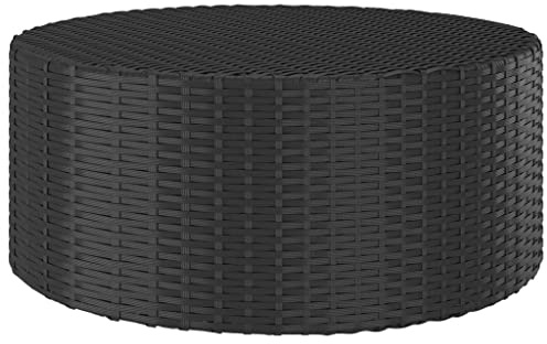 QZZCED Tavolo da tè nero, 68 x 68 x 30 cm, in rattan sintetico, per esterni, giardino, balcone, tavolo da pranzo per giardini, terrazze, balconi