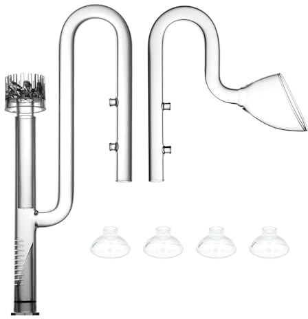 LINLAN 17mm Glass Lily Pipe with Skimmer, Inflow and Outflow, Fits 16/22mm (5/8 i.d.) Filter Hose for Aquarium Planted Tank