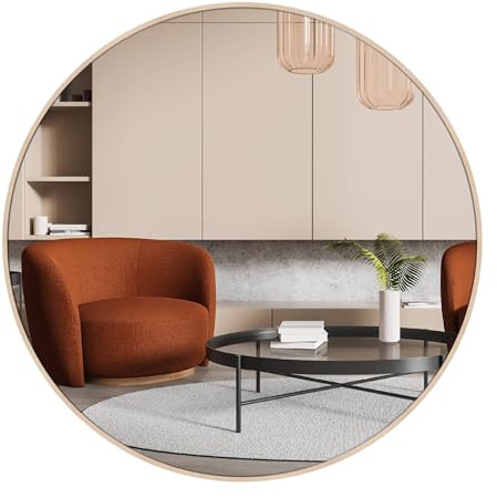 nielsen HOME Rundspiegel, Ø 60 cm, Aluminium, Eiche, Wandspiegel für alle Wohnbereiche, Jaron 60 cm