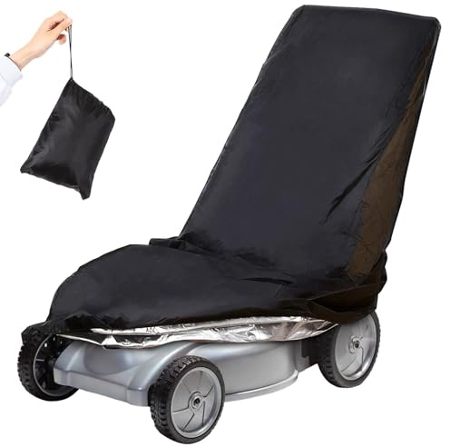 GWHOLE Housse de Tondeuse Gazon Baches Imperméables pour Exterieur Housse de Protection pour Tondeuse à Gazon 210D Noir