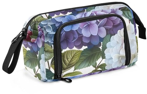 OWFKAY Trousse à crayons de grande capacité pour l'école, l'université, le bureau, pour adolescents, filles, adultes, étudiants, motif hortensias multicolores, Motif hortensias multicolores, Taille