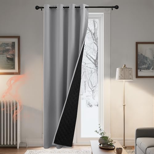 PONY DANCE Mörkläggningsgardiner för interiörer med dubbla lager termisk isolerande Kall och Varm Curtain Sovrum 1 st L 140 x H 220 cm, ljusgrå