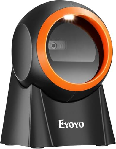 Eyoyo 1D 2D QR scanner di codici a barre da tavolo con ampia finestra di scansione, scanner di codici a barre a mani libere con piattaforma di scansione dello schermo QR per il magazzino, compatibile