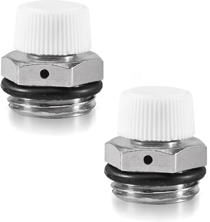 Silkwish 2 stycken radiatorventilationsventil 1/2 tum – 1/2 tum mässing avluftningsfläkt med vridbart plasthuvud – kopparventilationsventiler för luftgodkännande i värmesystem och värmesystem