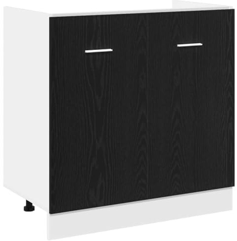 vidaXL Unterschrank für Spüle Schwarz Eiche 80x46x81,5 cm Holzwerkstoff