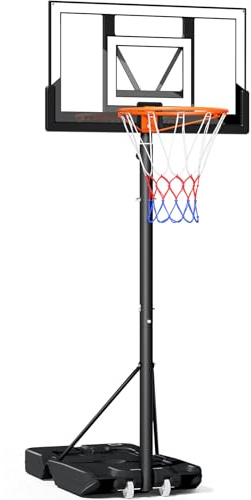 Yohood Basketball Hoop Outdoor, 10FT Professional Portable Basketball Hoop for Kids Adults Youth, Basketball Stand with Wheels Sturdy Backboard Adjustable Height Net Set System Game Park Garden