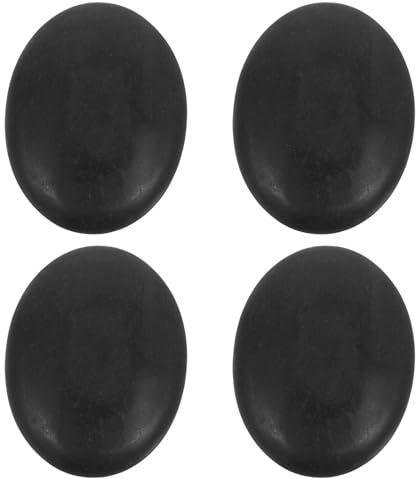 FIXOSHEE Pietre di Basalto per Massaggio AI Piedi e Corpo 4 Pezzi Pietre Calde Riscaldanti per Saloni Spa e Aromaterapia Relax Muscolare Naturalmente Durevoli 9X7 CM