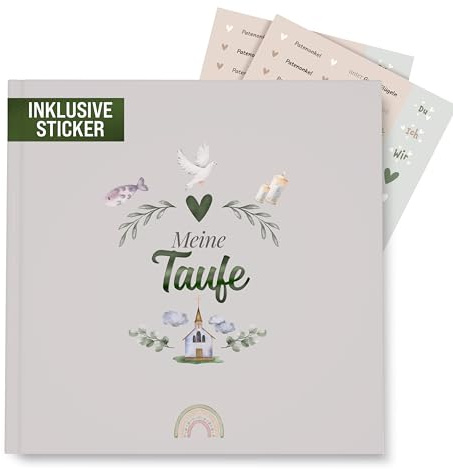 colortouch Gästebuch Taufe mit Aufkleber, Taufbuch zum Ausfüllen, 90 Seiten zum Selbstgestalten, Taufe Geschenk & Erinnerungsalbum für die Junge & Mädchen, Hochwertiger Hardcover