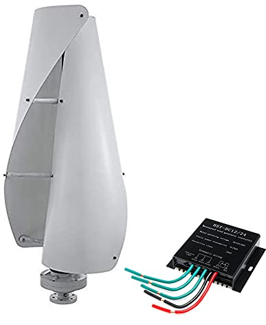 YIGECHENXIN Generatore Eolico a Turbina Verticale da 3000W, con Controller MPPT 12V 24V 48V 220V Kit Generatore Eolico per Illuminazione Esterna e Stradale (Bianco),24V