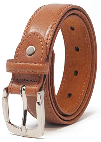 Ossi Läderfodrad 28 mm barnbälte (storlek 4XS - liten) i svart, brun eller brun, SOLBRÄNNA, XS (26/30 Midja)