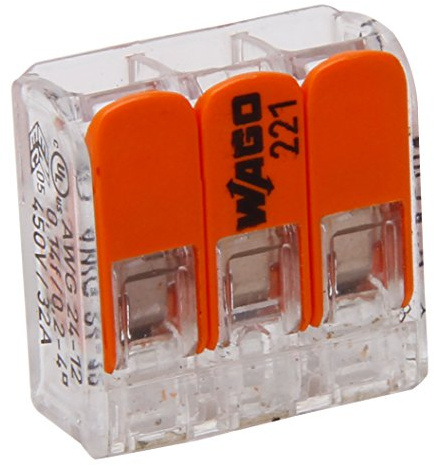 Kopp 33346405 Wago Steckklemme 3-Fach mit Hebel für Flexible Drähte Wiederöffenbar Transparent/orange 1, 5-2, 5 mm² Inhalt 10 Stück, Grau/Orange