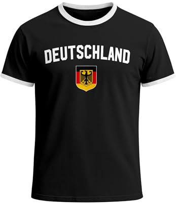 Klassisches Herren WM-Shirt Deutschland Flagge Retro Trikot-Look Fan-Shirt