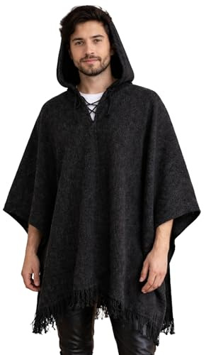 Gamboa Poncho Uomo Cappotto Giacca Leggero Poncho Coperta Inverno Nero