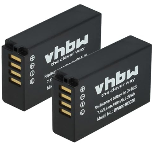 vhbw 2X Akku kompatibel mit Nikon CoolPix A, P1000, P950 Kamera Digicam DSLR (850mAh, 7,4V, Li-Ion)