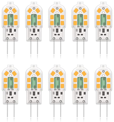 G4 LED Lampen,Ersatz 20W Halogenlampen,2W 200lm 12V AC/DC Warmweiß 3000K,Leuchtmittel Stiftsockellampe Glühbirne,Kein Flackern Nicht Dimmbar -10 Pack