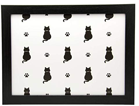 Gepolstertes Knietablett mit Katzenpfoten-Motiv, Laptray für Bett, Knietablett für Fernseher, Abendessen, mit Kissen, handgefertigter Holzrahmen