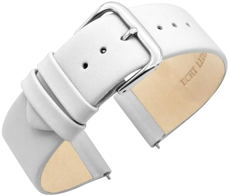 Eichmüller Uhrenarmband aus Kalbsleder, nahtlos – 10/12/14/16/18/20 mm Stegbreite – Ersatzband für Damen- & Herrenuhren, Federstege inklusive - 12 Farben