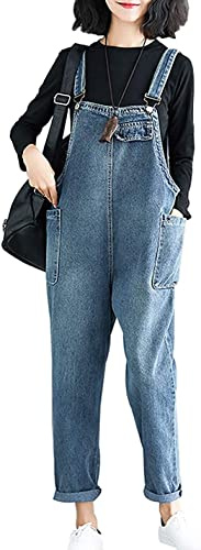 Lazutom - Salopette da donna, casual, regolabile, in jeans, pantaloni