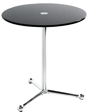HAKU Couchtisch rund Beistelltisch mit Glasplatte Chrom schwarz Metall Sicherheitsglas 10 mm - Maße: H 50 x Ø 45 cm Style: Modern