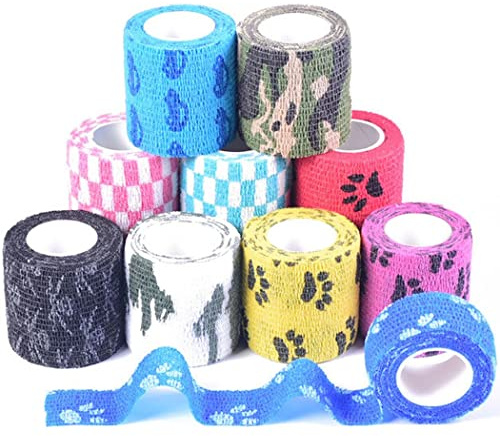 ZESLIV 10 Rolls Plaster Bandage Cohesive Self-Adhesive Bandages Green 2.5 cm x 4.5 m Quick Bandage Finger Plaster Wound Dressing for Student Pet Dogs Children Elastic Fixation Bandage