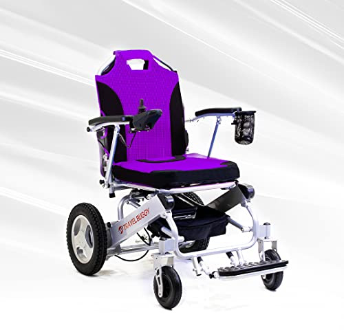 Travel Buggy Electric Wheelchair City 2 Plus, Lightweight, Foldable, Portable, Weight Capacity 395lbs, Air Travel Friendly - Ships from and Serviced in USA (Purple Cushion, No Caregiver Control)