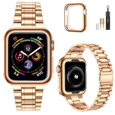 MioHHR Slim Metal Band Compatible with Apple Watch Ultra 2 1 (49mm), Series 9/8/7 (41mm), SE 6/5/4 (40mm, 44mm), Series 3/2/1 (38mm, 42mm), Thin Steel Band