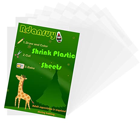 Rdanruy 36 Stück Schrumpffolien,schrumpfende Plastikfolien zum basteln,schrumpffolienplatten matt,Schrumpffolie für Kinder & Erwachsene, DIY-Ornamente-(20x14.5cm)