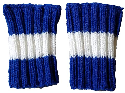 Selbstgestrickt/Handgemacht/Stulpen/Pulswärmer/Armstulpen/Fanartikel/Blau-Weiß/Armwärmer/Schweißbänder