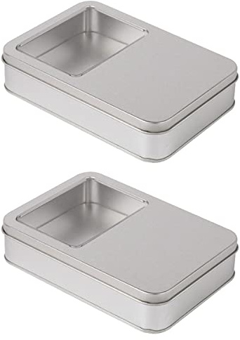 TSKDKIT Metalldosen mit Deckel, 2 Stück Rostfrei Metalldöschen Kleinen Blechdosen 16x11x3.5cm Metalldose, Tragbare Minibox Aufbewahrungsbox für Zuhause Sügigkeiten und Kleinen Gegenständen