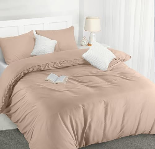Utopia Bedding King Size Duvet Cover - Soft Microfibre Polyester Duvet Cover Sets with Pillow cases - Bedding Quilt Cover Set (Beige)