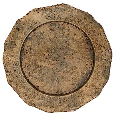 Elegant Hammered Metal Charger Plate with Scallop Edge (Set of 4)