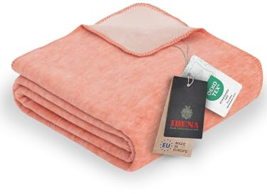 Ibena Dublin Decke 150x200 cm - Baumwollmix kuschelig, warm & waschbar, Wendedecke Coral Rose
